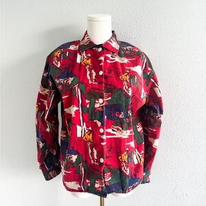 Vintage Cowboy Print Blouse